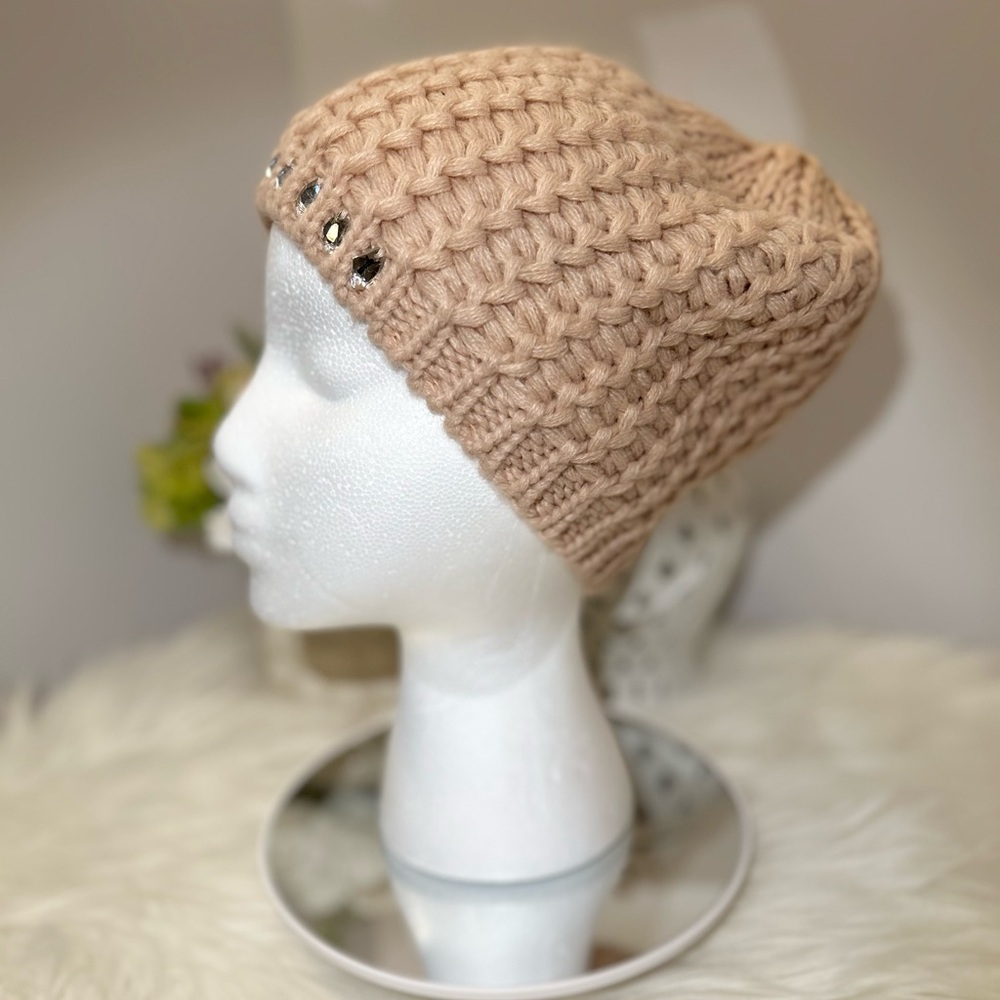 Charlotte Russe Crocheted Beanie with Rhinestones EUC